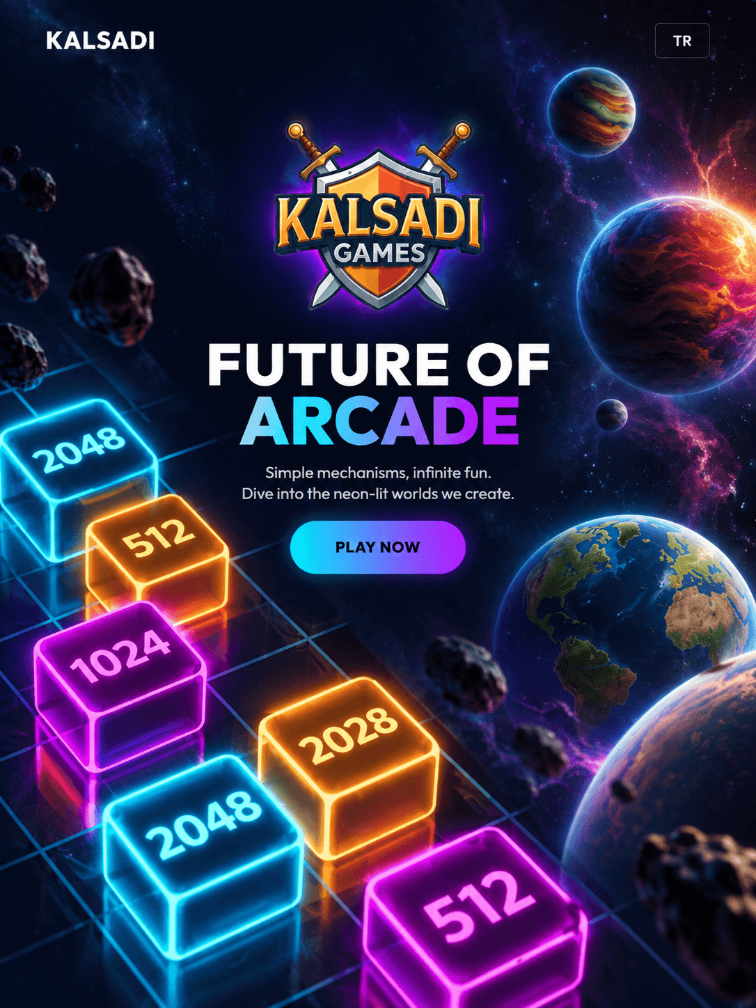 Kalsadi Games için geliştirilen bağımsız oyun stüdyosu web deneyimi ve oyun vitrini.